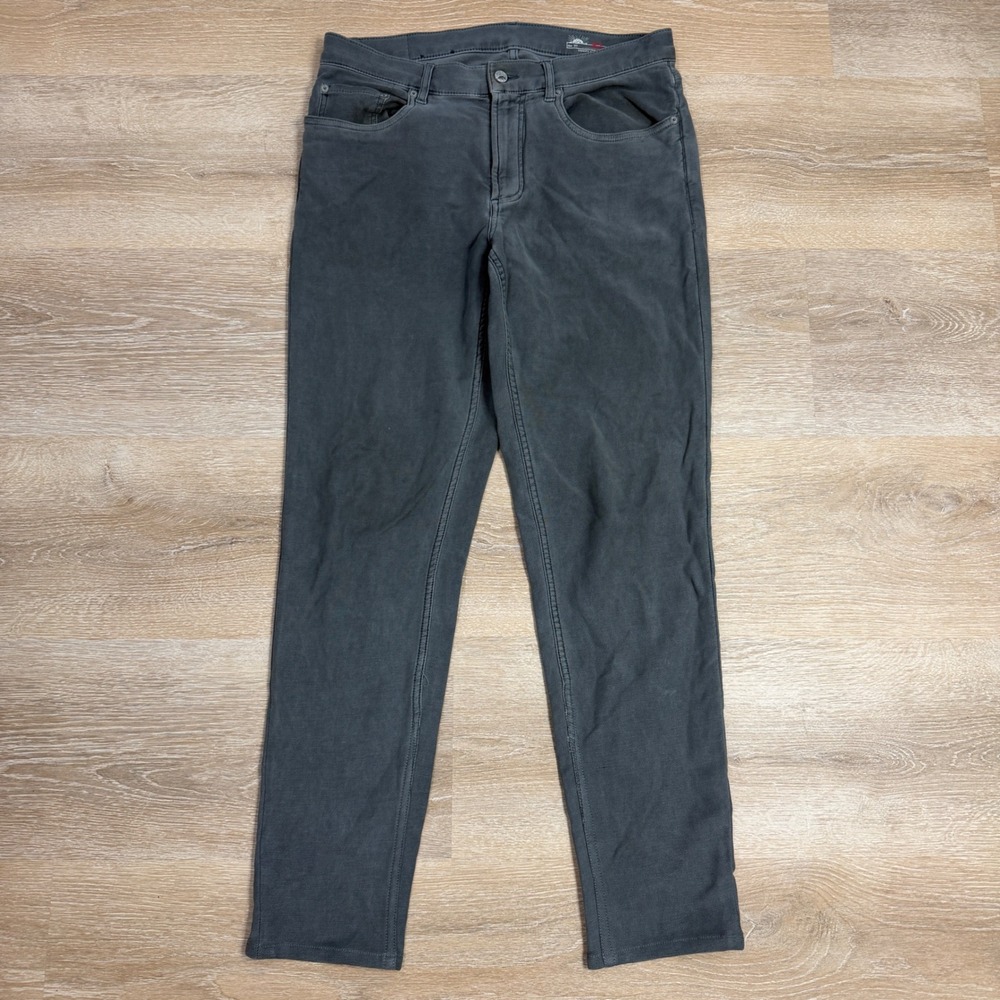 Faherty Brand Mens 32 Charcoal Grey 5-Pocket Slim Straight Pants Cotton Blend